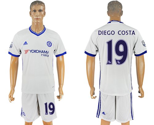 Chelsea #19 Diego Costa White Soccer Club Jersey - Click Image to Close